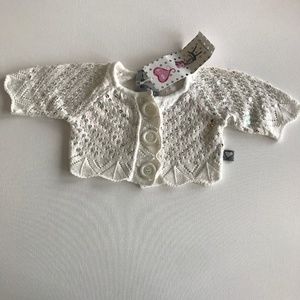 NWT - Short White Paillet Cardigan - size 104/ 4T
